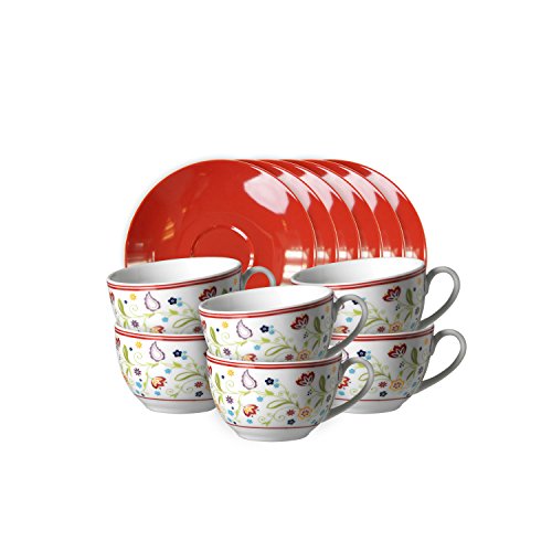 Ritzenhoff & Breker Flirt Rojo Desayuno Tazas de 12 piezas.