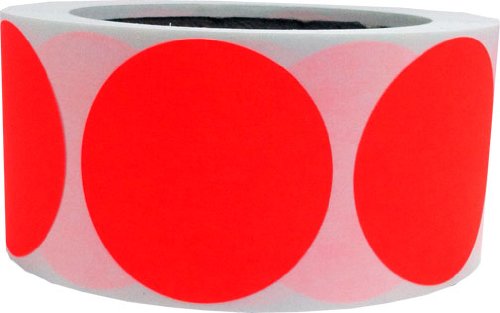 Rojas Fluorescentes Pegatinas Circulares, 51 mm 2 Pulgadas Etiquetas de Puntos 500 Paquete