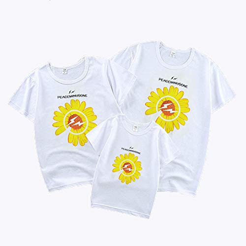 SANDA T-Shirt Familia,Ropa de Verano para Padres e Hijos 2021 Nuevo algodón Ropa para Madre y Mujer Padre e Hijo Familia Familia de Tres Parejas Camiseta de Manga corta-Y02-blanco_L (Hombre y Mujer)