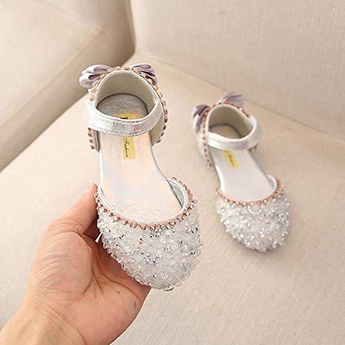 Sandalias para niñas verano niños niñas niños niñas bebé niña lazo L sandalias de princesa zapatos de boda #TX4, plata 9