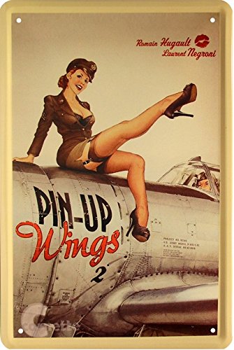 Sexy Straps Ratón Army Pin Up Girl en avión 20 x 30 cm cartel de chapa 22