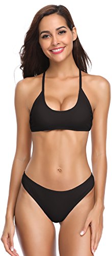 SHEKINI Bikini de la Costilla de Las Mujeres Bikini Set Split Bikini Bikini Bikini Pants Bikini Pants (XL, Negro-2)