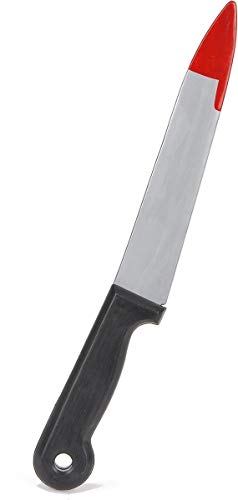 Smiffy's-9360 Cuchillo con Manchas de Sangre, 33cm, Color Gris, No es Applicable (9360)