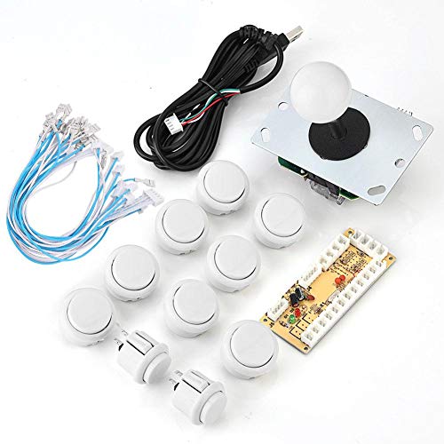 Socobeta Kit de Piezas de Armario de Arcade DIY, Juego de Joystick de Arcade, Kit de Piezas de Bricolaje, codificador USB de retardo Cero, botón de Joystick para Juego Mame(Blanco)