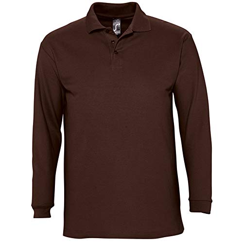 SOLS - Polo de Manga Larga Liso para Hombre Modelo Winter II (Grande (L)) (Marrón Chocolate)