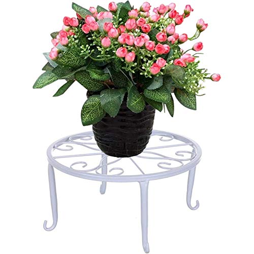 Soporte para macetero hueco 4 taburetes Soporte para Plantas Maceta de cuatro patas bandejas de macetas Estante de exhibición para Decoración De Balcón En Interiores Y Exteriores 24 * 13cm blanco