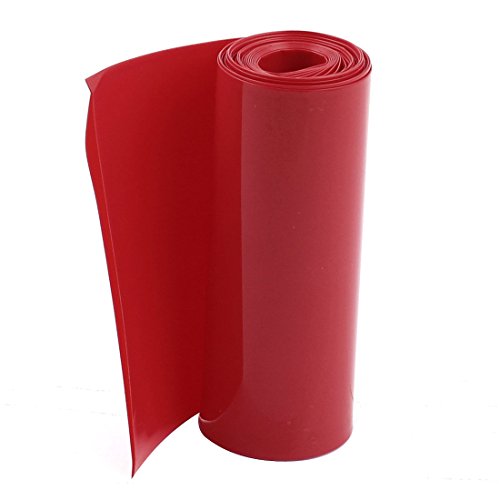 sourcing map 2Meters 85mm Ancho PVC Tubo de Envoltura Termorretráctil Rojo para 18650 Paquete De Batería