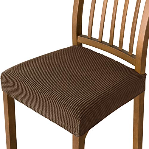 subrtex Fundas de Asiento para Silla Pack de 2 Comedor Silla Asiento Fundas Elásticas Funda de Cojín del Asiento Mascotas Antiarañazos Funda de Muebles Duradera (Pack de 2, Marron Jacquard)