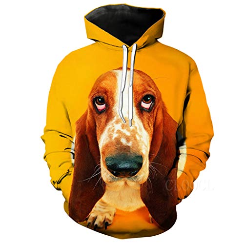 Sudaderas con Capucha con Estampado 3D de Perro Basset Hound, Jersey de Cachorro de Animal Lindo Sudadera con Capucha de Hip Hop Fresco, Sudadera con Capucha de Bolsillo para Mujer Hoodie 2 4XL