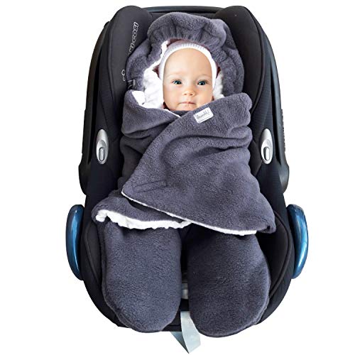 SWADDYL Bebé, niño envolver manta, para Silla de coche, cochecito, grupo 0, Maxi-cosi, Peg-Pérego, saco, recién nacido, Polar Afelpado y algodón, fabricado en Europa (Gris)