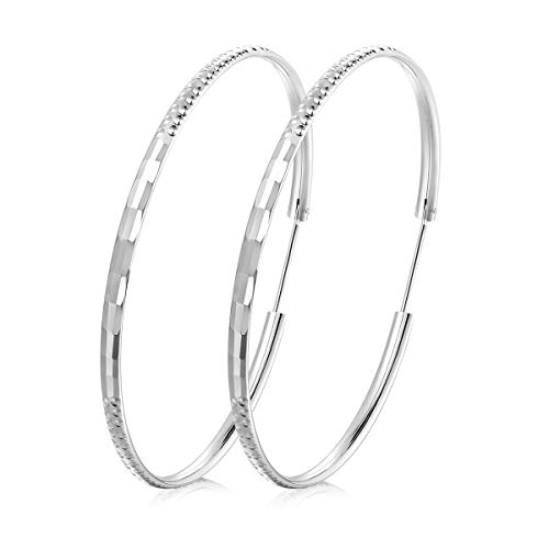 T400 Pendientes Mujer Aro de Plata de Ley 925 Círculo 3 mm de Espesor,Regalo para Niñas Mujeres,Diámetro 25 35 45 55 65mm