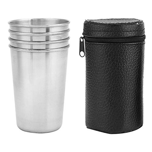 Tazas de acero inoxidable Vasos de metal para beber 4 piezas Tazas de acero inoxidable de grado alimenticio para viajes de acampada al aire libre(L)