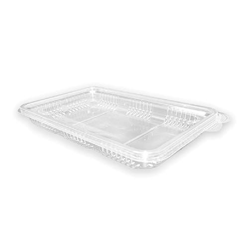 TELEVASO - 50 uds - Envase Recipiente para loncheados con Tapa bisagra Rectangular - Capacidad 400 ml - Polietileno (Pet) Transparente - Contenedores Desechables con Tapa, herméticos e irrompibles