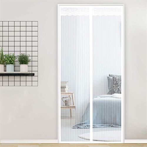 THAIKER Mosquitera Imanes Magnetica, 90x255cm(35x100inch) Mosquiteras a Medida Magnética Automático con Malla Super Fina para para Balcones, Blanco