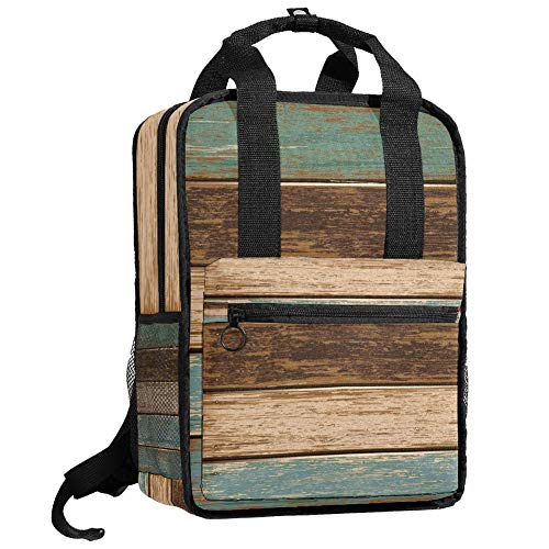 TIZORAX mochila para mujeres vintage tablero de madera nuevo adolescente niñas niños escuela colegio bolsa de libros acolchado senderismo bolsas de viaje casual Daypack