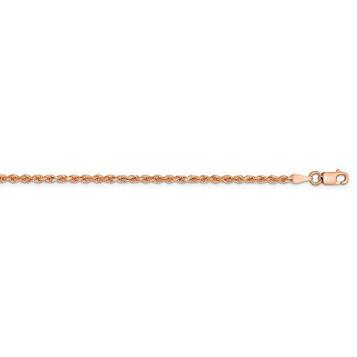 Tobillera de oro rosa de 14 quilates, 2 mm, 25 centímetros