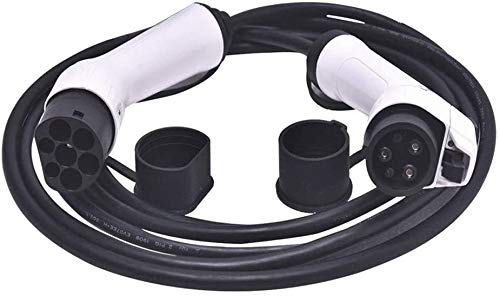 TOPQSC Cables de Carga para vehículos eléctricos, Tipo 2 a Tipo 2 Conectores de Carga para vehículos eléctricos IEC62196-2 (32Amp, trifásico, 22KW)