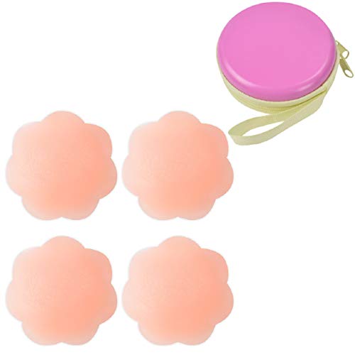 Tuopuda® Pezoneras para Mujer Cubierta de Pezón Pezoneras Adhesivas Silicona Sujetador Pezon (2 pares de flores de ciruelo)