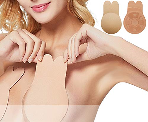 Tuopuda Sujetador Adhesivo de Silicona Reutilizable para Mujer sin Tirantes Invisible Push up Mujer Sujetador (C: Diámetro 12CM para Copa C, Beige)