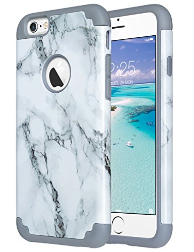 ULAK Funda iPhone 6S, iPhone 6 [Silicona Colorida] Slim híbrido Doble Capa Resistente a Prueba Golpes Dura Cubierta Trasera Shock Absorbente Silicona Caso para Apple iPhone 6/iPhone 6S - Mármol