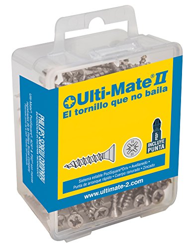 Ulti-Mate II B35040L1 Caja grande con tornillos de alto rendimiento para madera acabado ZINCADO y punta PSD de 25mm incluida de 3,5 x 40 mm, Negro, Set de 100 Piezas