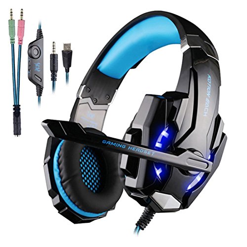 ULTRA VERSION Gaming de Diadema,Rixow G9000 La última versión auricular gaming para PS4] KingTop EACH G2000 Auriculares Gaming de diadema con micrófono estéreo Bajo luz LED para PS4 PC Teléfonos Móviles