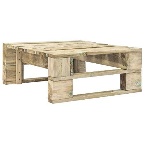 UnfadeMemory Otomana de Jardín de Palés/Mesa de Centro para Exterior Patio o Sala de Estar,Otomada de Madera,Estilo Rústico,Madera FSC,60x60x25cm (Verde)