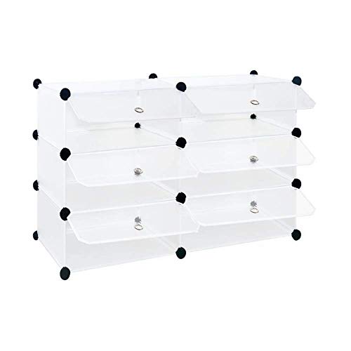 Unishop Armario de Zapareto Combinado Zapatero Modular Portátil Zapatero Negro y Blanco Organizador para Zapatos (Blanco, 3 Niveles/95 * 37 * 53CM)