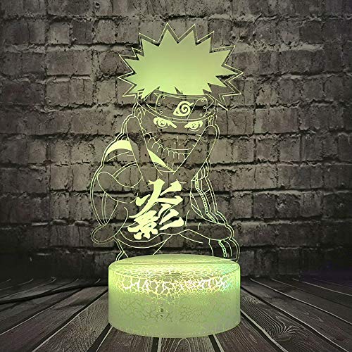 Uzumaki Naruto Luz nocturna LED 3D Dibujos animados Haruno Uchiha Sasuke, lámpara de mesa de modelado Nara Shikamaru, 7 colores que cambian de decoración para el hogar, lava vacaciones para bebé