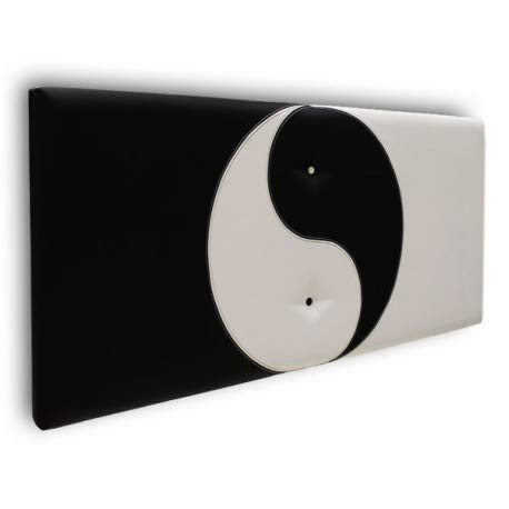 Ventadecolchones - Cabecero Modelo Ying Yang tapizado en Polipiel Blanco y Polipiel Negro Medidas 200 x 70 cm (para Camas de 180 ó 200 cm)