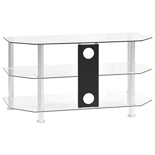 vidaXL Mueble de Televisor Mesa Soporte Estante Aparador Salón Sala de Estar Decoración Entretenimiento Moderno Práctico Vidrio Templado Transparente