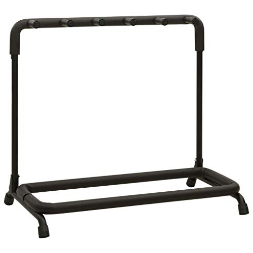 vidaXL Soporte para Guitarra 5 Secciones Acústica Eléctrica Poseedor Bastidor Suelo Rock Base Múltiple Estable Robusta de Acero Negro