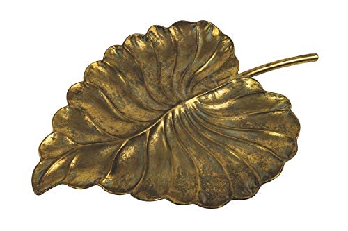 Villa d'Este Home Tivoli Golden Xmas Bandeja Hoja Metal, Dorado, Medidas: 62 x 43 x 5,5 cm