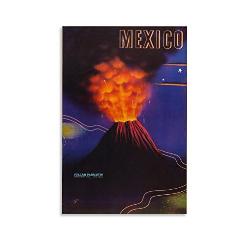 Volcan Paricutin Asociación Mexicana de Turismo de los años 40 Póster impresiones retro lienzo cuadros sobre lienzo arte de pared para decoración del hogar enmarcado a prueba de agua 60 x 90 cm