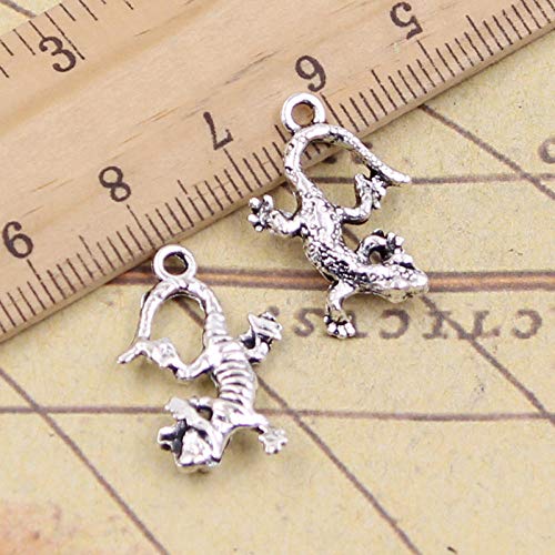 WANM 25 Uds encantos Gecko Lagarto 21x15mm Colgantes tibetanos fabricación de Joyas Antiguas DIY artesanía Hecha a Mano para Collar de Pulsera