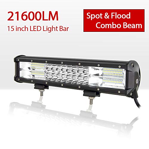 Willpower Barra LED 4x4 216W 38cm Barras de Luz de Trabajo 7D Combinación de Punto y Inundación DC 12V 24V 6000K Faro Led IP67 Impermeable Foco Led para Coche 4x4 Tractor Camino Barco ATV UTV SUV 4WD