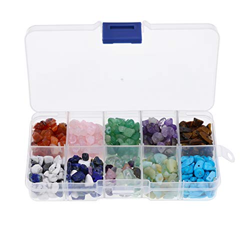 witgift Perlas de piedras semipreciosas, 150 g, 10 colores, piedras preciosas de 4 a 8 mm, piedras curativas naturales, perlas semipreciosas, para manualidades y joyas