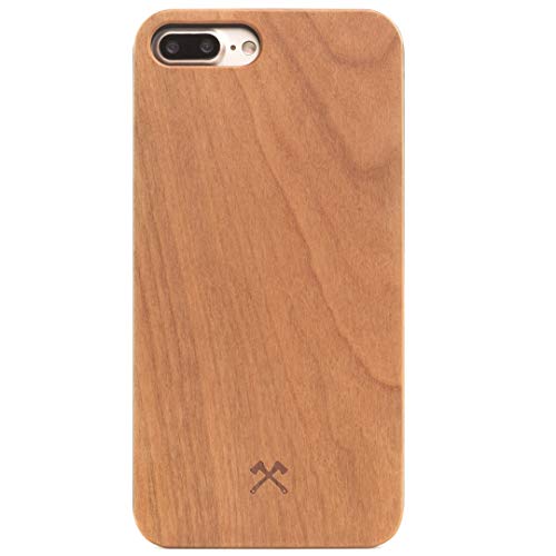 Woodcessories – Carcasa, Funda Compatible con iPhone 7 Plus / 8 Plus, de Madera Real, EcoCase Classic (Cerezo/Negro)