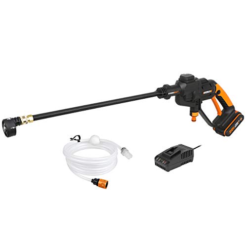 WORX WG620E Hydroshot-Limpiador de Alta presión portátil con Boquilla múltiple, Manguera de 6 m, Cargador y batería de Ion de Litio de 20 V