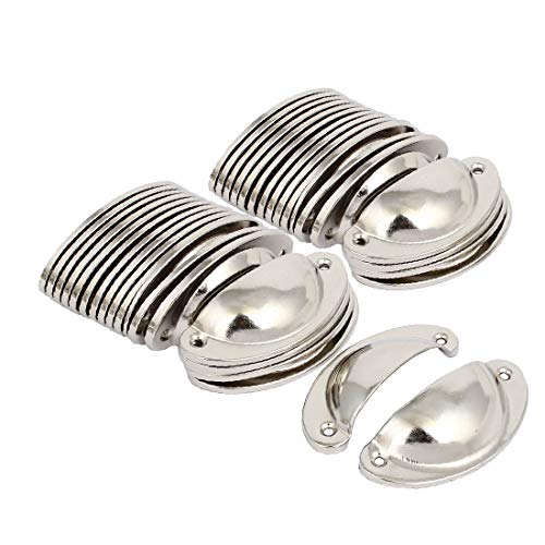 X-DREE Cajón de hierro estilo antiguo Shell Cup Pull Handles Silver Tone 81mm Longitud 30pcs (22295b18357f4acedac326a192a21684)