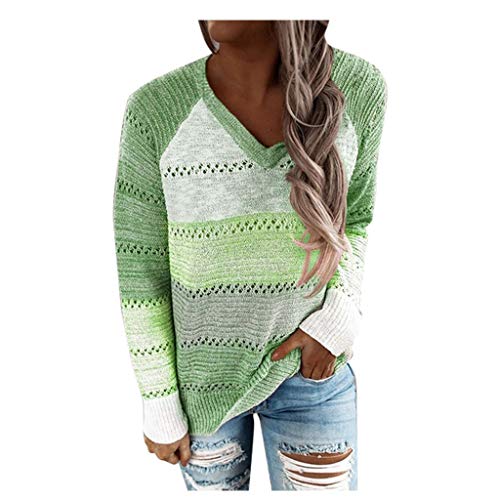 YANFANG Sudadera con Capucha para Mujer de Punto Invierno Casual de Color sólido con Cuello en v Manga Larga suéter Blusa Tops Sweatshirt Invierno