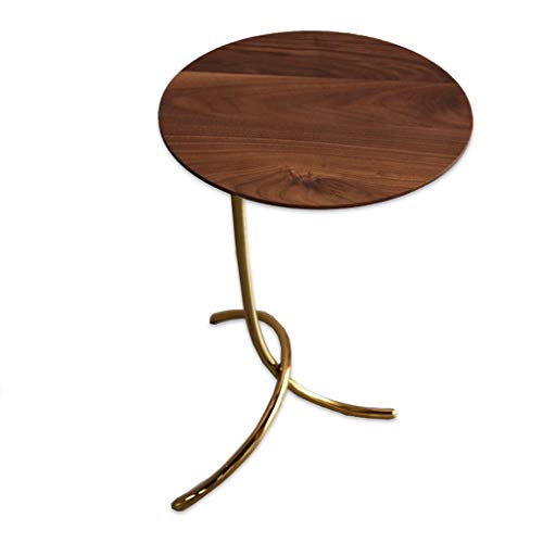 YANYAN Mesa de café Madera nórdica Pequeña Mesa de Centro Minimalista Moderno Nogal Hierro Forjado Mesa Redonda Sala de Estar Sofá Mesa de Centro Mesa de Centro