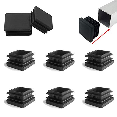 Zaky 6 tapones de láminas para tubos cuadrados de 60 x 60 mm, tapones para los pies, de plástico, cuadrados, color negro