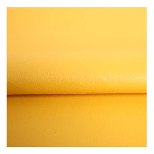 ZHIHEHE 0.5 Metro De Polipiel Hoja De Cuero De Imitación De Color Sólido para Tapizar, Manualidades, Cojines O Forrar Objetos. Venta De Polipiel por Metros. Ancho 138cm-Amarillo 1.38×0.5m