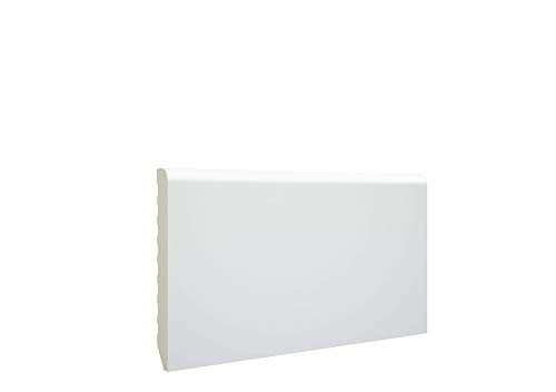 Zócalo - Rodapié de PVC 100% hidrófugo - Antihumedad - Tiras de 2,2 metros lineales - Pack de 10 Tiras - (7cm altura - 1cm grosor, Lacado Blanco)