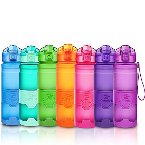 ZOUNICH Botella Agua Deporte Botellas Agua Niños sin BPA, Reutilizable Tritan Plástico Ecologica con Filtro, 400ml/500ml700ml/1l, Cantimploras para Gimnasio, Bicicleta, Colegio, Oficina, Viajes