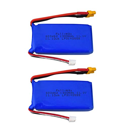 ZYGY 2PCS 11,1V 1300mah batería de Litio de Cabeza XT30 para batería de avión de ala Fija con Control Remoto Wltoys XK X450