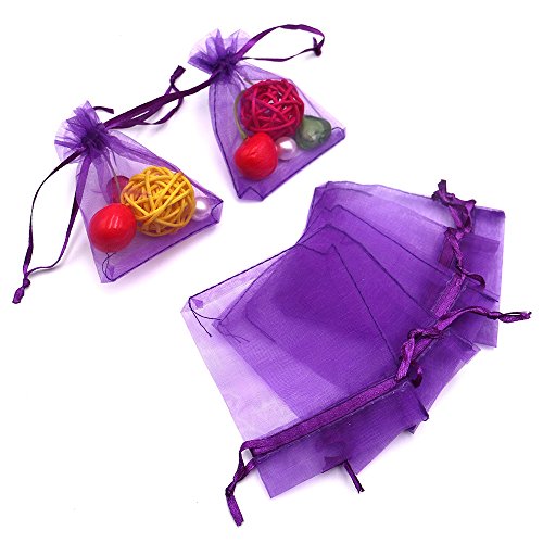 100pcs Bolsas de Organza de Regalo Bolsitas de Organza 7x9cm para Boda Favores, Joyas y Dulces (Morado)