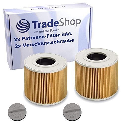 2 filtros de cartucho, incluye tornillo de cierre, para Kärcher 6.414-789 6.414-789.0 NT 27/1 ME Professional NT 48/1 TE Professional NT 27/1 ME 1.428-101.0 NT 27/1 ME Professional 1.428-106.0