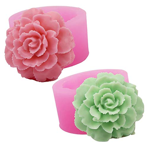 2 piezas Formas 3D Flores Claveles Molde de Silicona Moldes para hacer dulces Moldes de jabón artesanal 3D Moldes para hacer jabón Craft Art forma de flores Moldes de jabón hechos a mano bricolaje